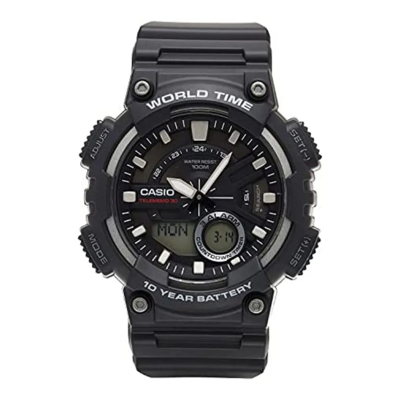 Reloj Casio Anadigi Para Hombre, Aeq-110w-1avdf-br, Correa De Color Negro Negro 3