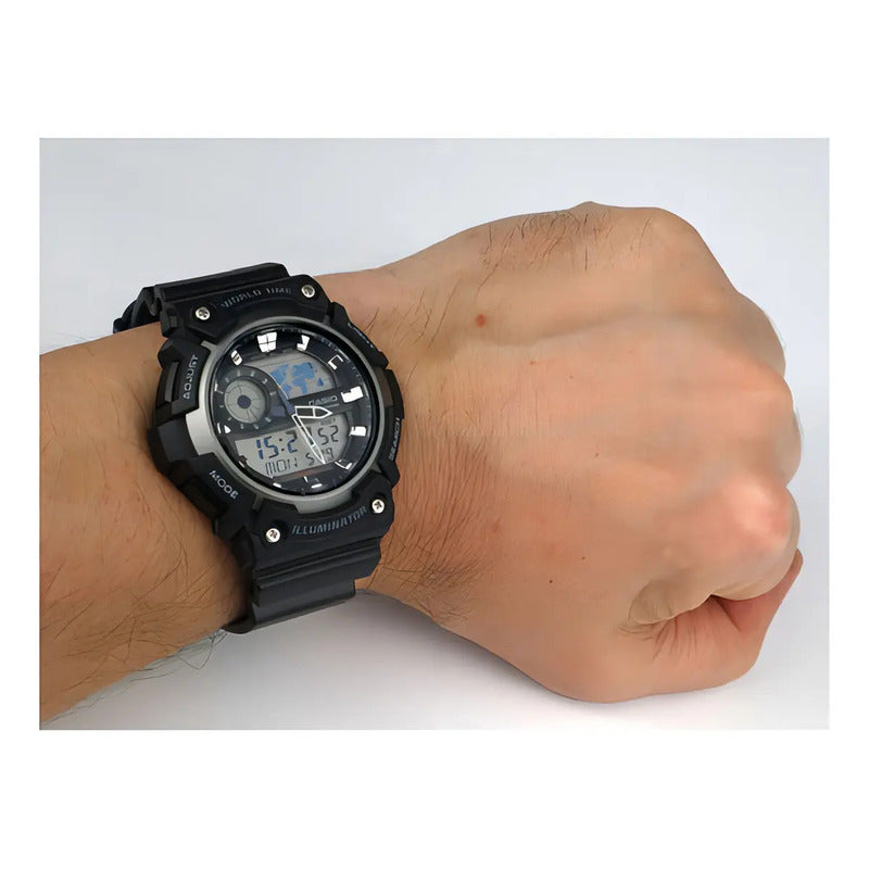 Reloj Casio Aeq200w-1avdf Cuarzo Hombre Color De La Correa Negro