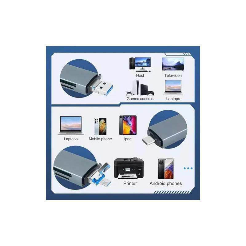 Lector De Tarjetas De Memoria Usb C Adaptador Otg Usb 6 En 1 Gris Espacial