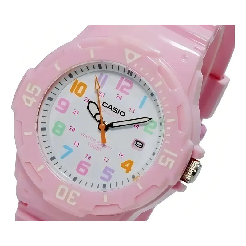 Reloj Casio Mujer Lrw-200h-4b2 Color De La Malla Rosa Color Del Bisel Rosa Color Del Fondo Blanco