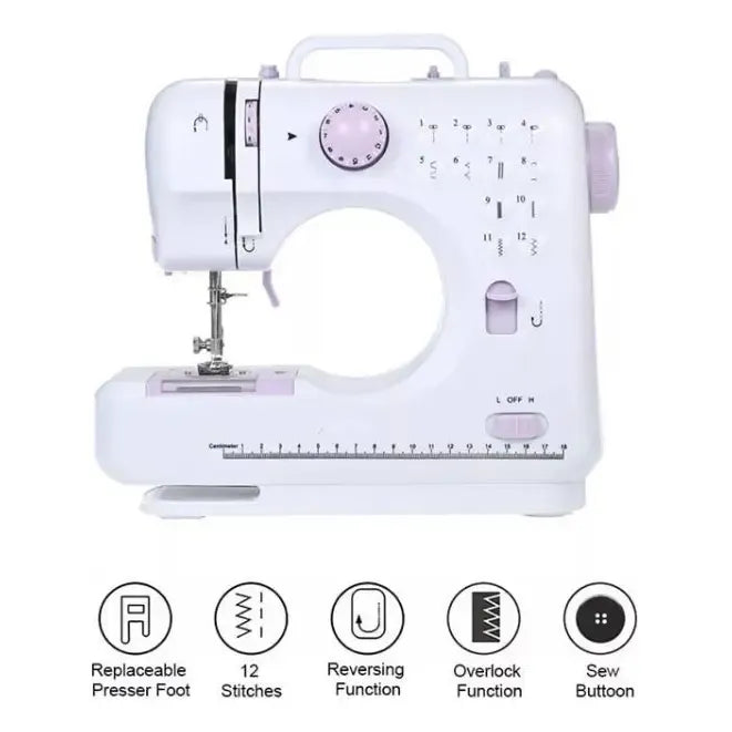 Maquina De Coser Mini Multifuncional Sm-505l Blanco