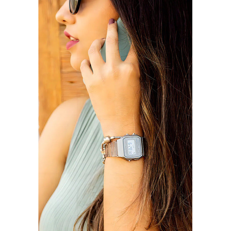 Reloj De Pulsera Casio Collection F-91ws-8 Color Gris Transparente/gris