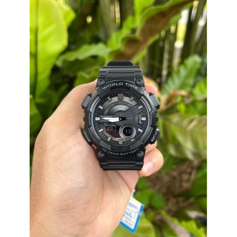 Reloj Casio Caballero Modelo Aeq-110w-1bvcf Negro
