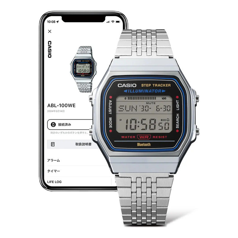 Reloj Casio Abl-100we-1adf Digital Con Alarma Y Cronógrafo Para Adultos Plateado Negro