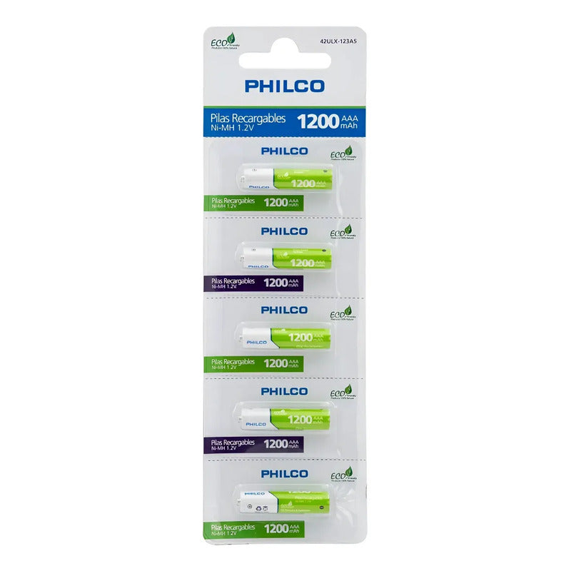 Pilas Tira Recargable Aaa X 5 1200mah Philco