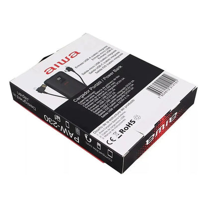 Cargador Portátil Aiwa 10.000 Usb 4 En 1 Universal   Negro Negro