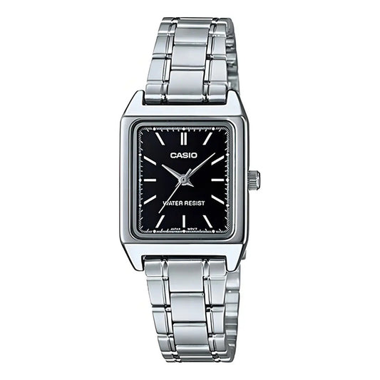 Reloj Casio Ltp-v007d-1e Mujer Plata Negro Original Color Del Fondo Negro Ltp-v007d-1e Plateado
