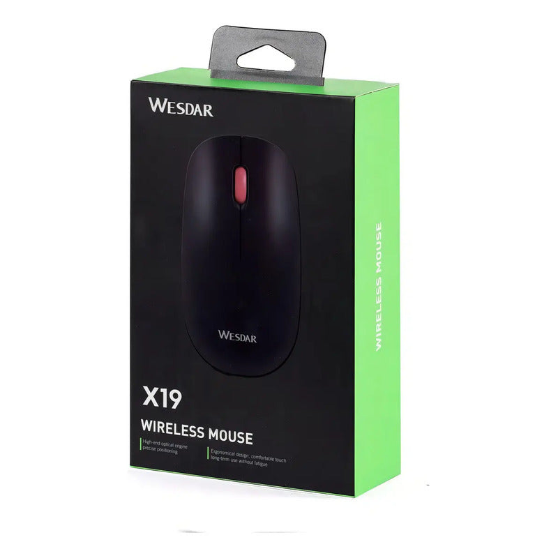 Mouse Inalámbrico Wesdar X19 Negro Óptico 1200dpi Ambidiestro