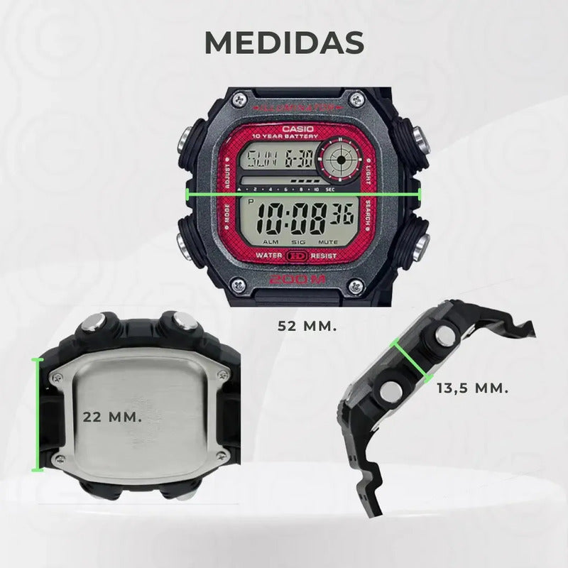 Reloj Casio Digital Deportivo Para Hombre, Con Resistencia Al Agua De 200m Negro