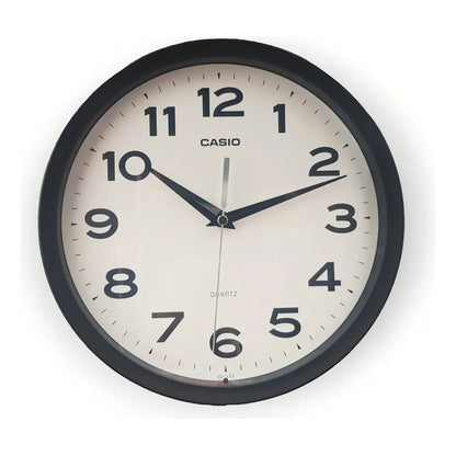 Reloj Casio Mural Iq-151-1df Análogo Borde Negro Fondo Blanco