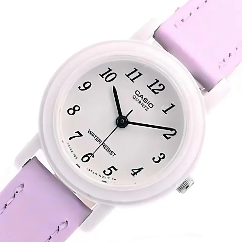 Reloj Analógico Casio Para Mujer Con Correa Fucsia Y Bisel Blanco