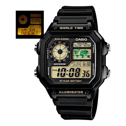 Reloj Pulsera Digital Casio Ae-1200wh-1b Con Correa De Resina Color Negro