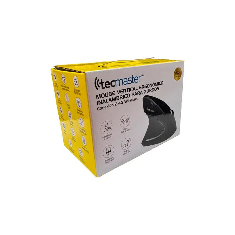 Mouse Inalambrico Tecmaster Vertical Para Zurdos Tm-100566 Negro