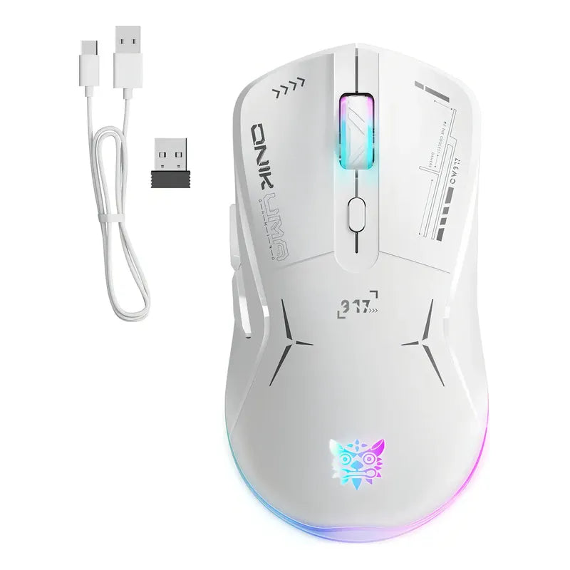 Mouse Gamer Inalámbrico Onikuma 7 Botones 4800dpi Rgb Recarg Color Blanco