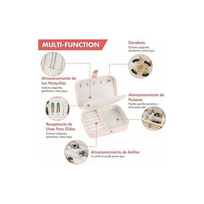 Caja Joyero Alhajero Organizador De Accesorios Bijouterie Color Rosa