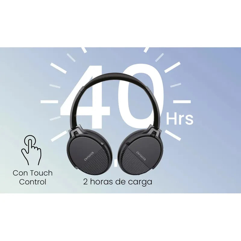 Audífonos Bluetooth Aiwa Táctil Noise Cancelling Aw-anc2040 Color Negro