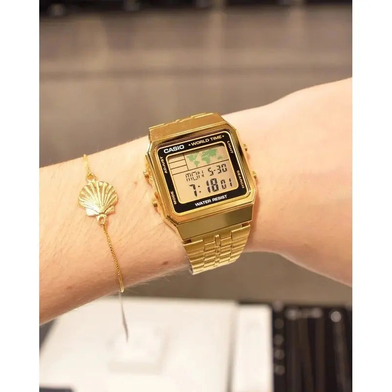 Reloj Casio Hombre A500wga-1d Vintage Dorado Negro Positivo