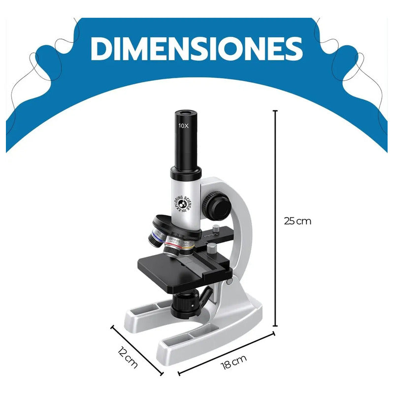 Microscopio Profesional 16000x Con Accesorios Y Muestras Color Blanco