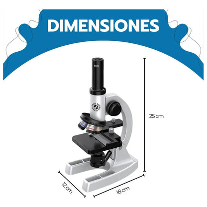Microscopio Profesional 16000x Con Accesorios Y Muestras Color Blanco