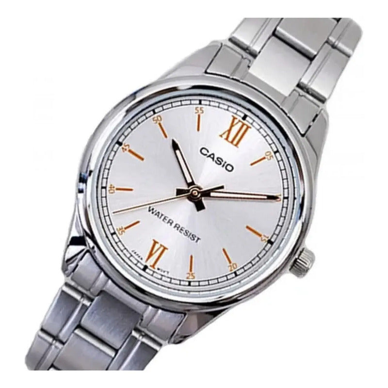 Reloj Casio Ltp-v005d-7b2 Cuarzo Mujer Color De La Correa Plateado