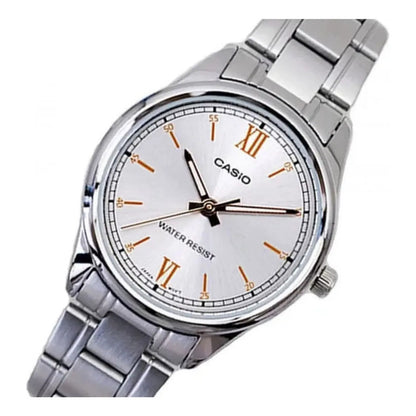 Reloj Casio Ltp-v005d-7b2 Cuarzo Mujer Color De La Correa Plateado