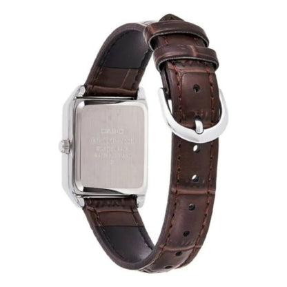 Reloj Casio Tank Ltp-v007l-9e Mujer - Análogo Marrón Oscuro Plateado Blanco