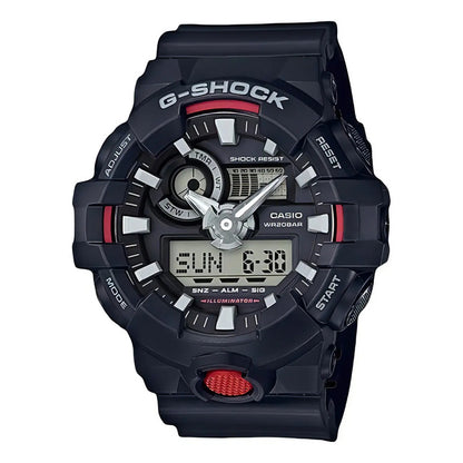 Reloj Casio G-shock Ga-700-1a Hombre Crono Analogo Digital 200m Negro Negro/rojo