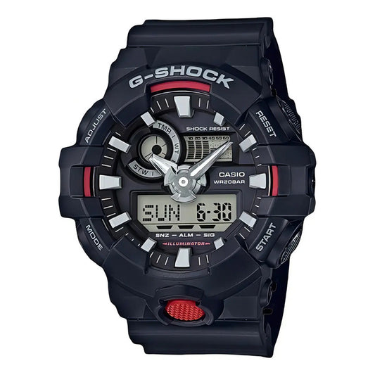 Reloj Casio G-shock Ga-700-1a Hombre Crono Analogo Digital 200m Negro Negro/rojo