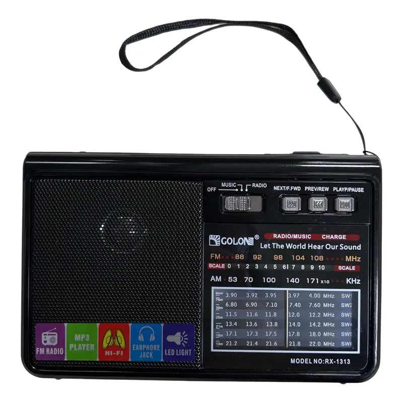 Radio Portátil Recargable Con Linterna 8 Bandas