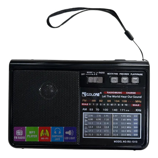 Radio Portátil Recargable Con Linterna 8 Bandas