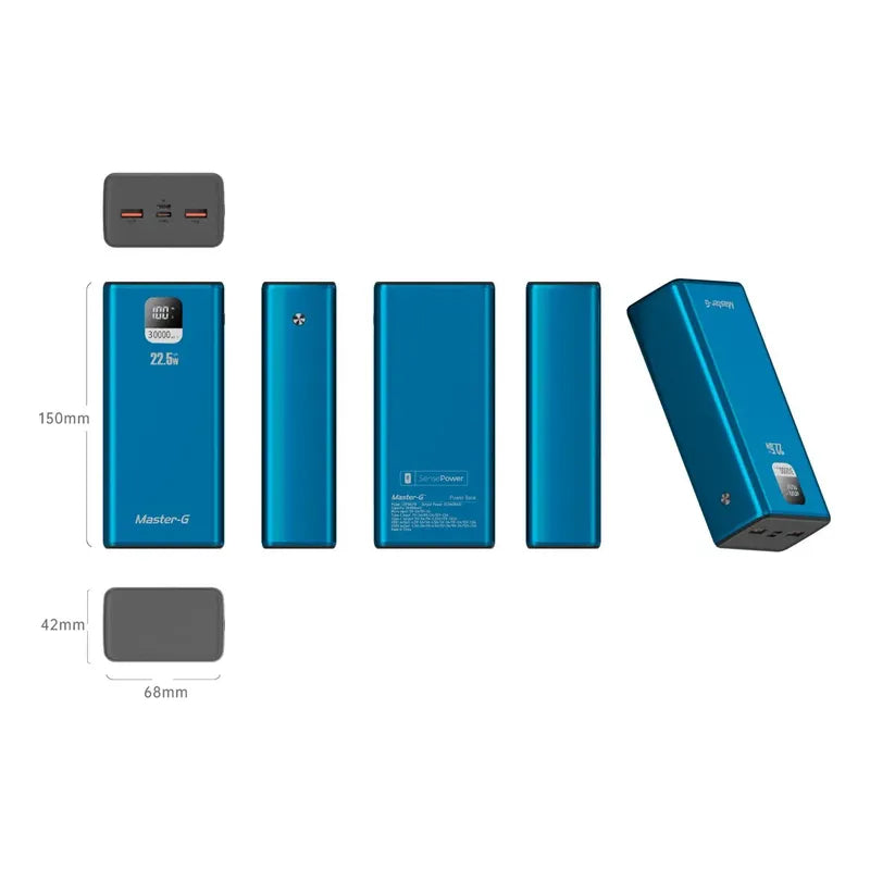 Cargador Portatil Bateria Power Bank Master-g 30000mah 22.5w Color Azul