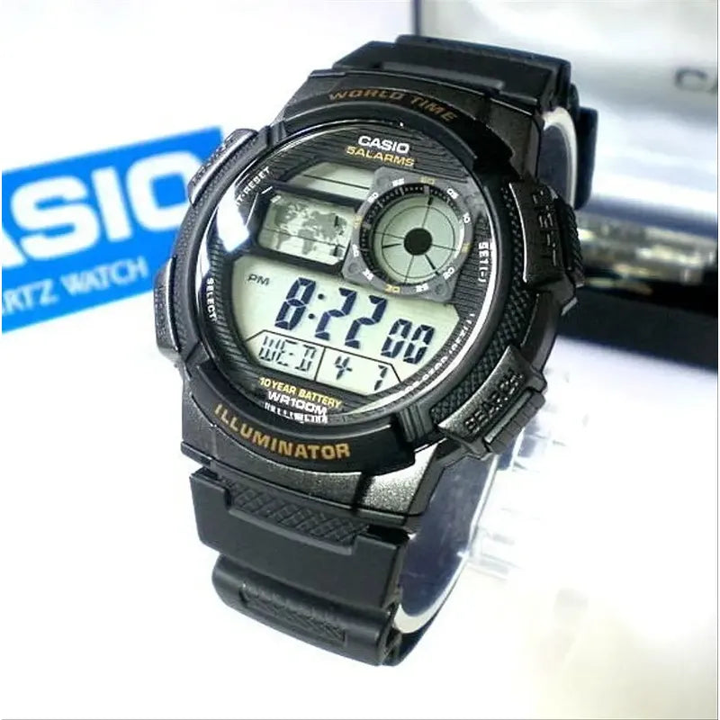 Reloj Pulsera Digital Casio Ae-1000w-1a Con Correa De Resina Color Negro