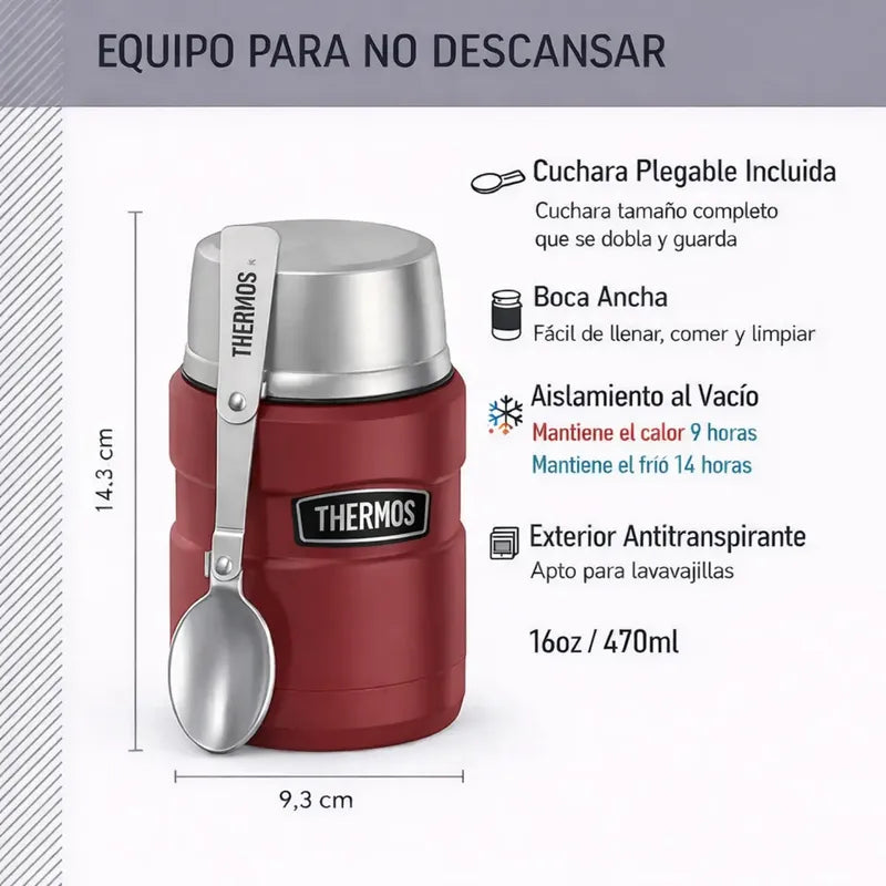 Termo Comida King Acero Inox 470 Ml Rojo - Thermos