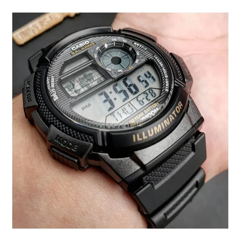 Reloj Pulsera Digital Casio Ae-1000w-1a Con Correa De Resina Color Negro