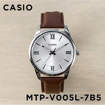 Reloj Casio Mtp-v005l-1b5 Para Hombre Con Correa De Cuero Plateado Black