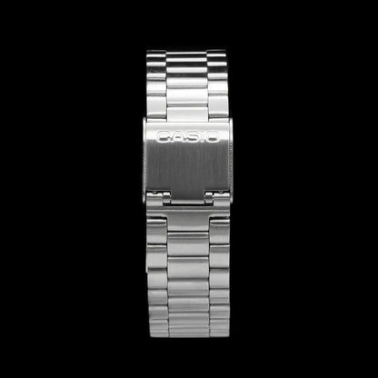 Reloj Casio Vintage Digital De Cuarzo Con Cronógrafo Y Malla De Acero Inoxidable Plateado Celeste