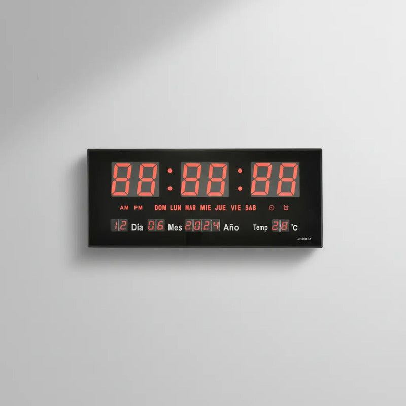 Reloj Digital Con Luz Led De Pared Hogar Temperatura Jh3615n Negro