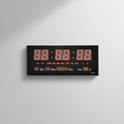 Reloj Digital Con Luz Led De Pared Hogar Temperatura Jh3615n Negro