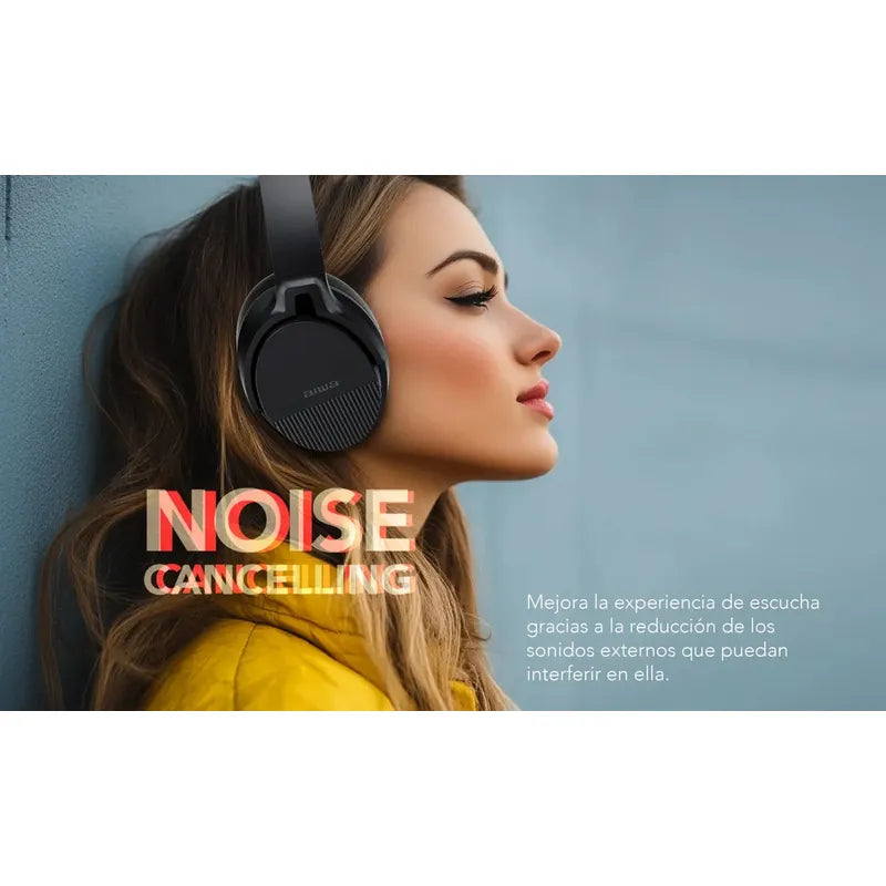 Audífonos Bluetooth Aiwa Táctil Noise Cancelling Aw-anc2040 Color Negro