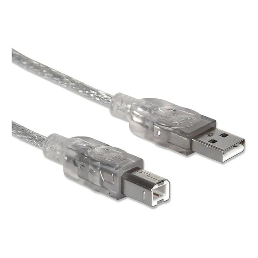 Cable Impresora Usb-a A Usb-b 3m Manhattan 2.0 Conexión Segura Plateado