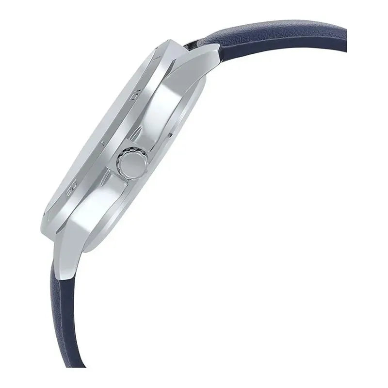 Reloj Pulsera Casio Mtp-v004l-2b Con Correa De Cuero Color Azul - Bisel Plata