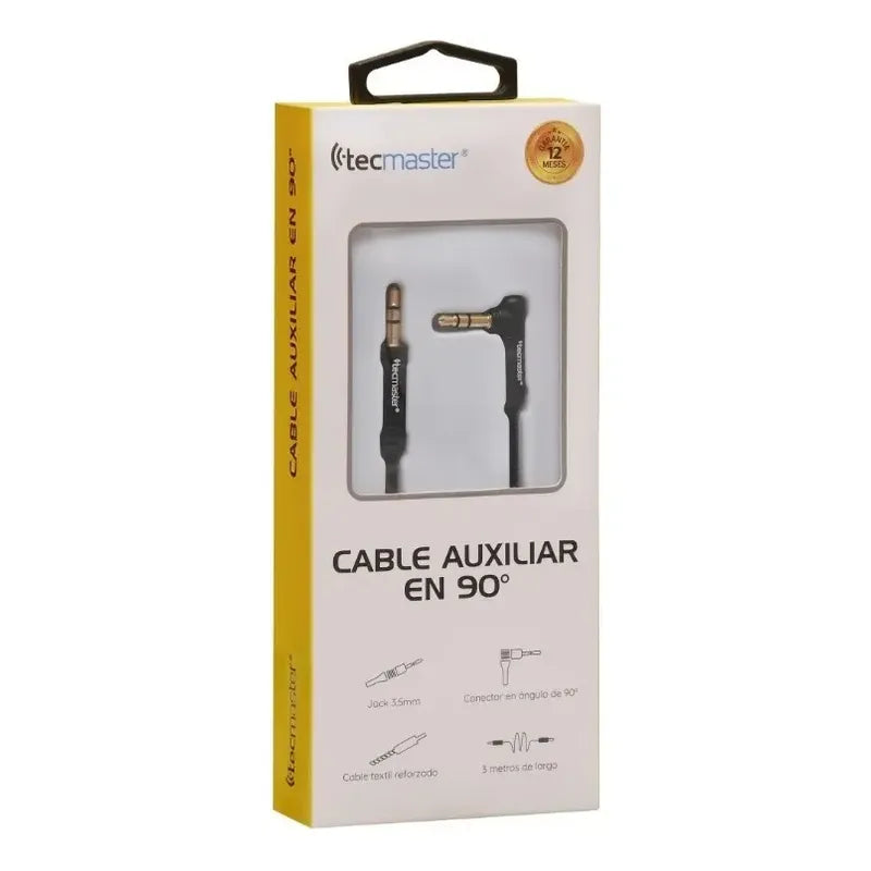 Cable De Audio Auxiliar Trenzado 3.5 Mm 3 Metros Textil Reforzado Calidad De Sonido Premium