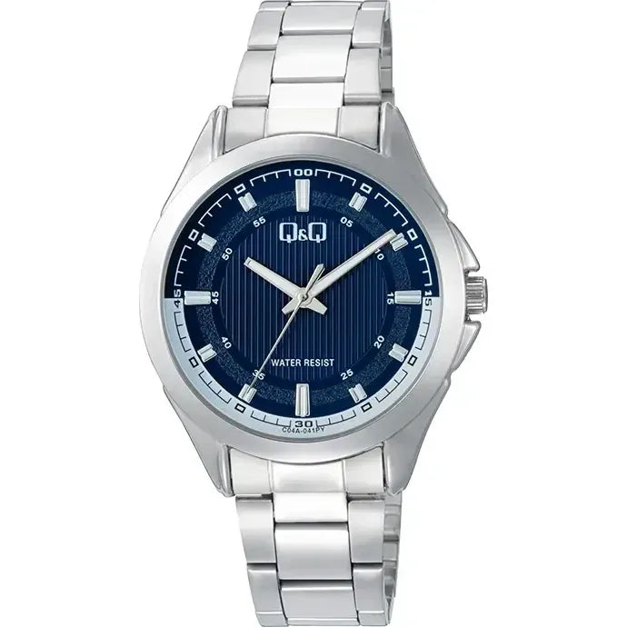 Reloj Q&q Moda Modelo: C04a-041py Gris Plateado Azul Oscuro