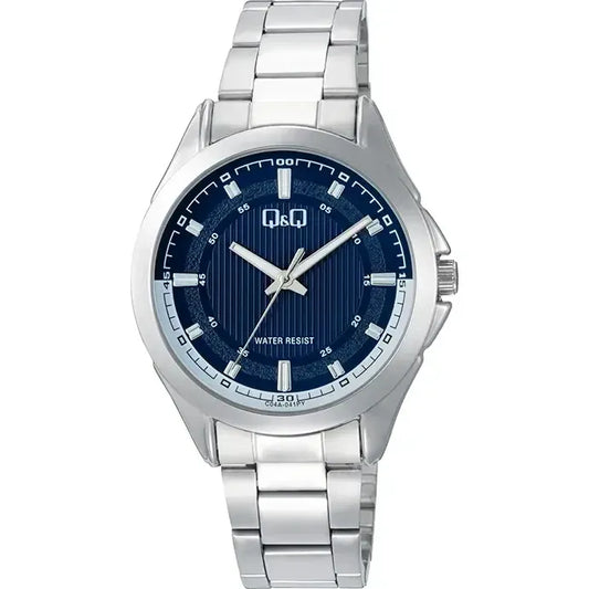 Reloj Q&q Moda Modelo: C04a-041py Gris Plateado Azul Oscuro