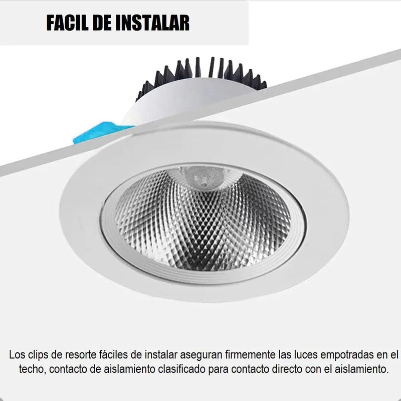 Pack X2 Focos Led Embutidos Luz Fria 6500k 12w