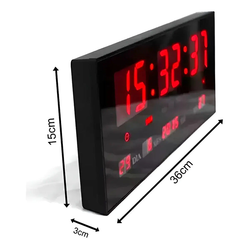 Reloj Digital Con Luz Led De Pared Hogar Temperatura Jh3615n Negro