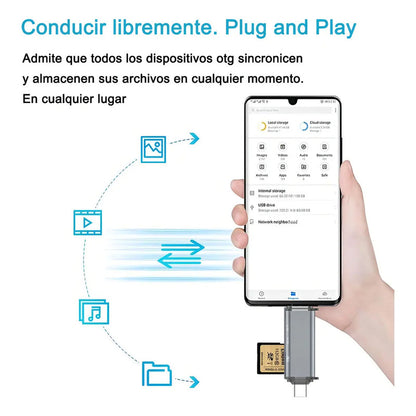 Lector De Tarjetas De Memoria Usb C Adaptador Otg Usb 6 En 1 Gris Espacial