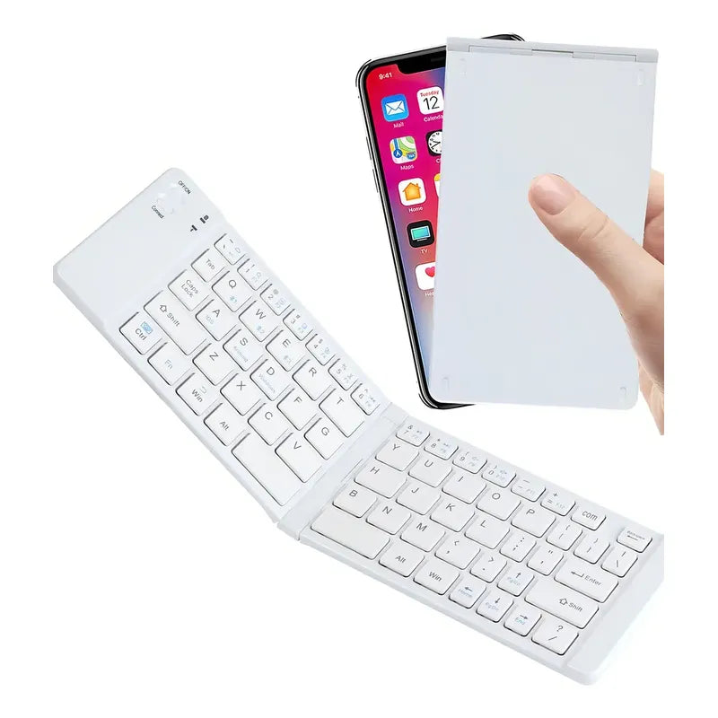 Mini Teclado Plegable Bluetooth Meidimake Mk-1007 Blanco Qwerty Portátil Inglés Internacional