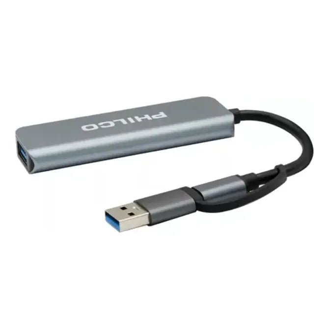 Hub 4 En 1 Tipo C A Usb Philips Plateado