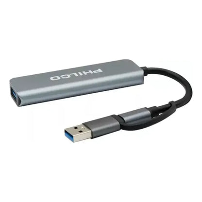 Hub 4 En 1 Tipo C A Usb Philips Plateado